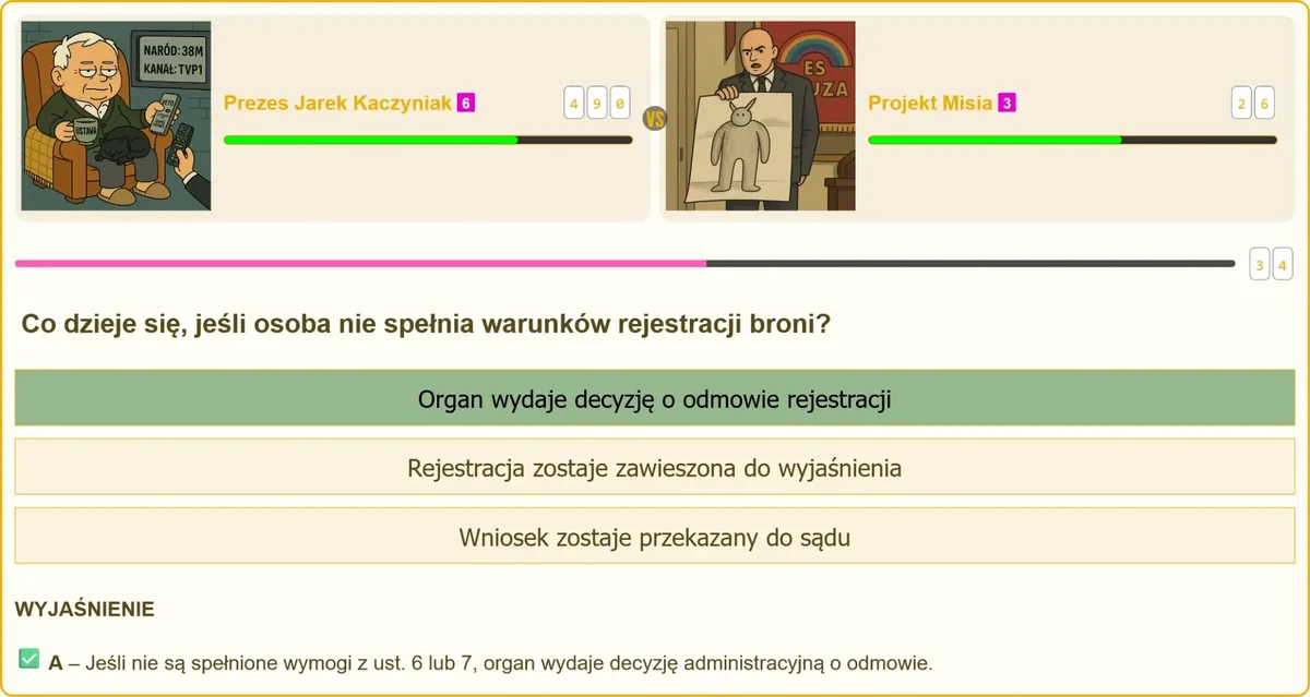 Decyzja o odmowie rejestracji broni