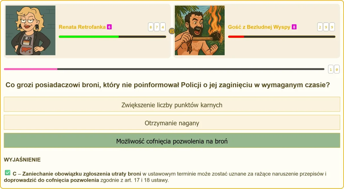 Obowiązek zgłoszenia utraty broni w wymaganym terminie