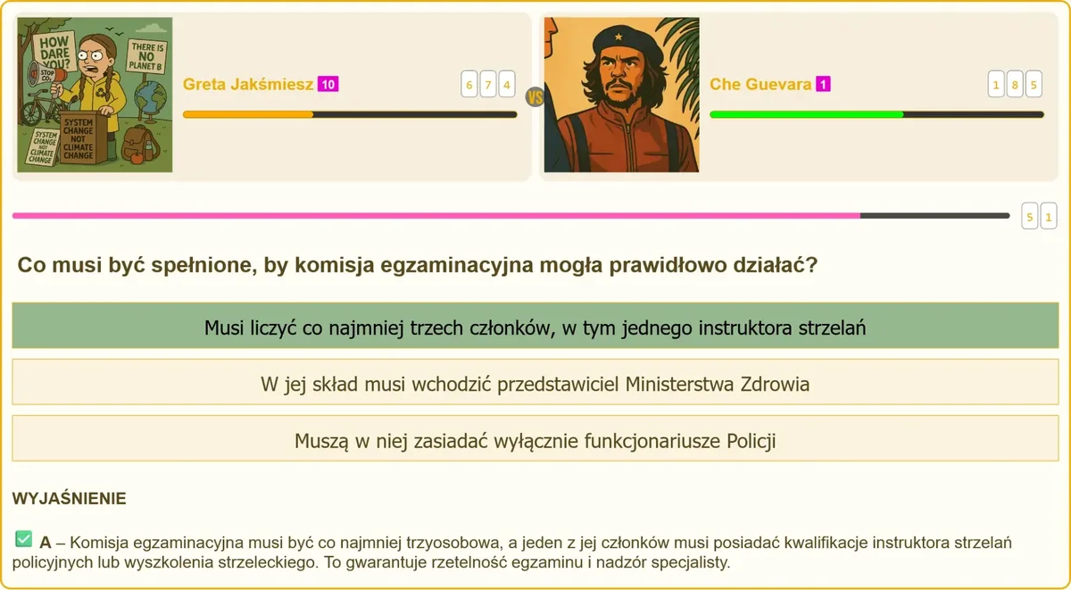 Instruktor strzelań policyjnych nadzorujący egzamin na patent strzelecki