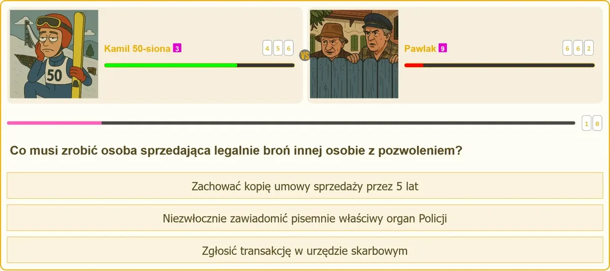 Zgłoszenie sprzedaży broni na policji
