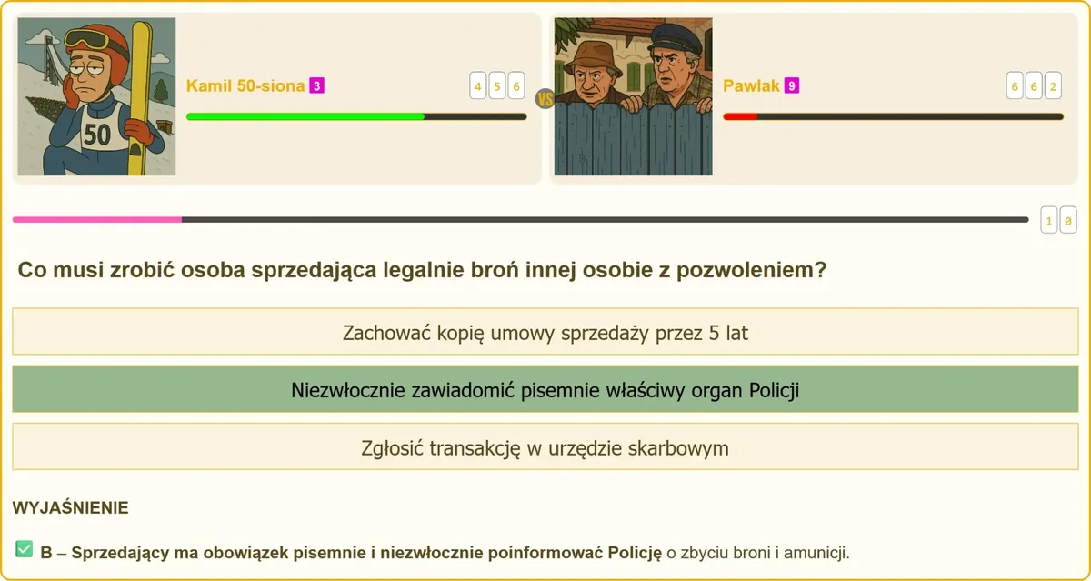 Zgłoszenie sprzedaży broni na policji