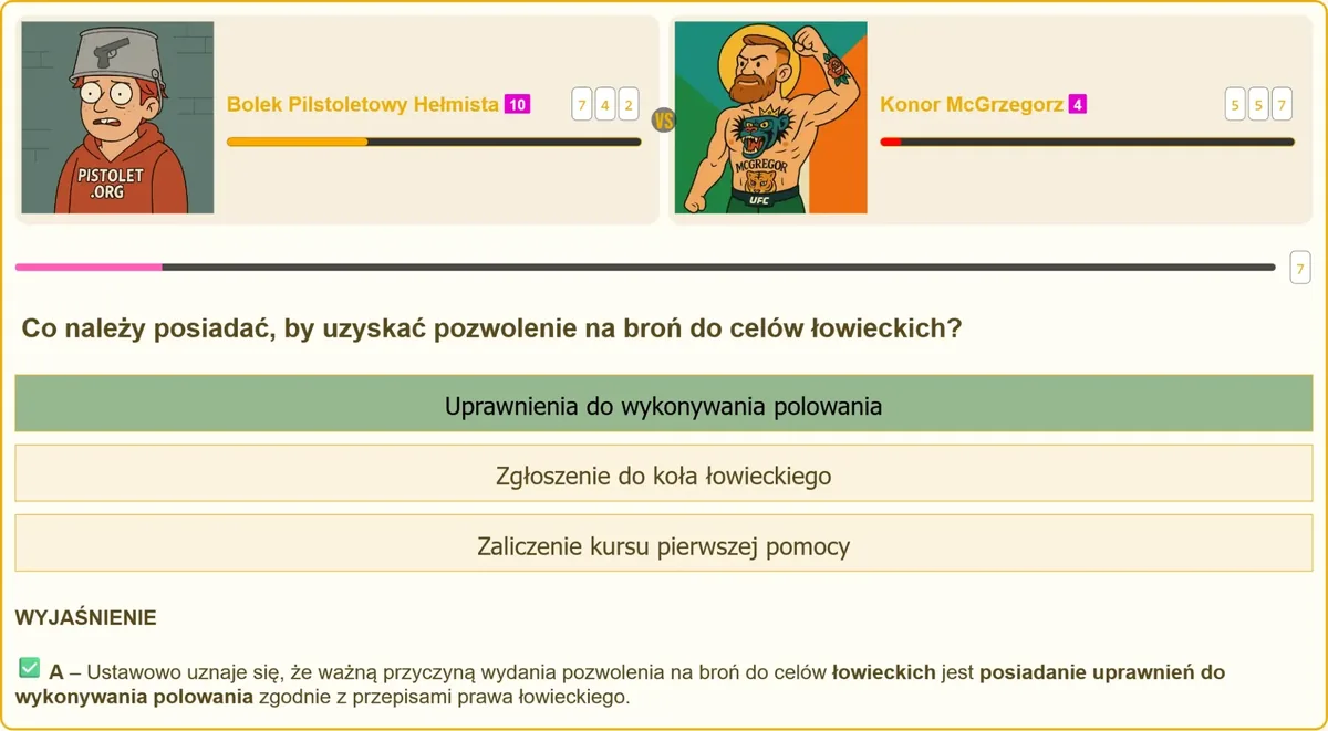 Uprawnienia do wykonywania polowania jako warunek pozwolenia na broń