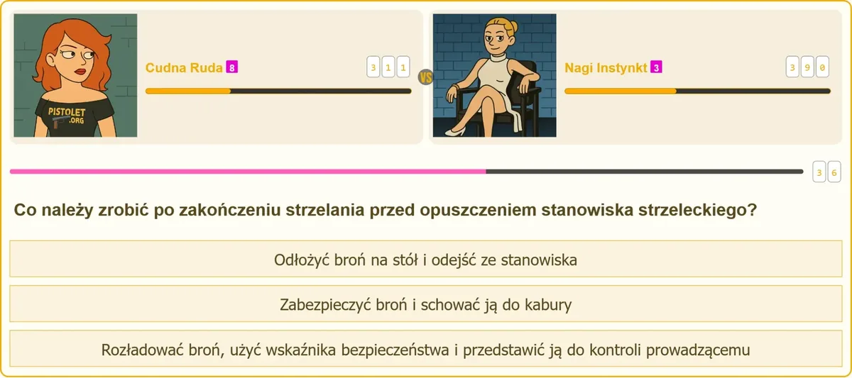 kontrola rozładowanej broni przez prowadzącego strzelanie