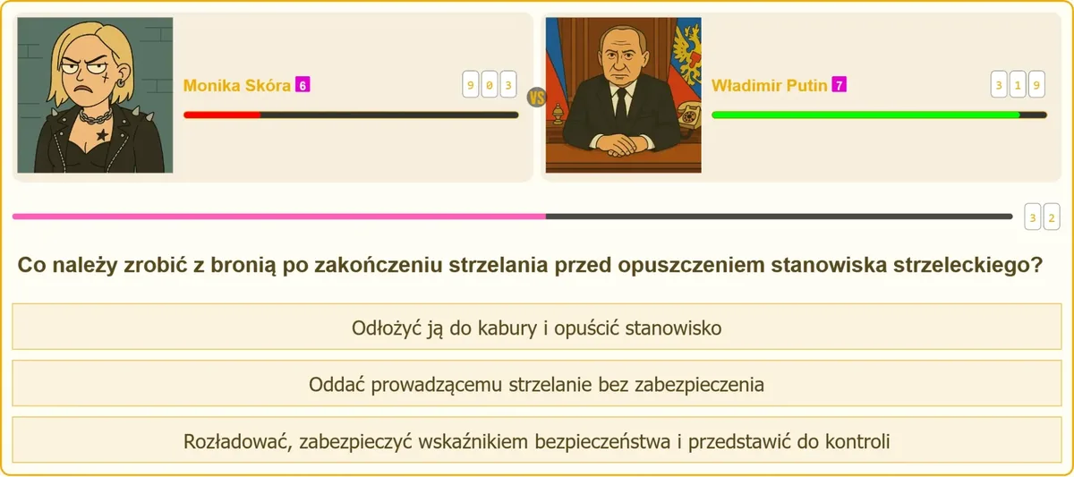 Rozładowana broń z widocznym wskaźnikiem bezpieczeństwa