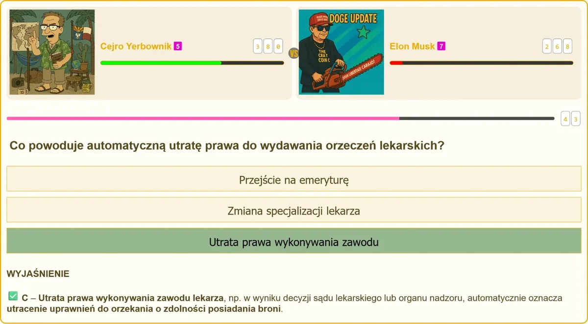 Utrata prawa do wydawania orzeczeń lekarskich na pozwolenie na broń