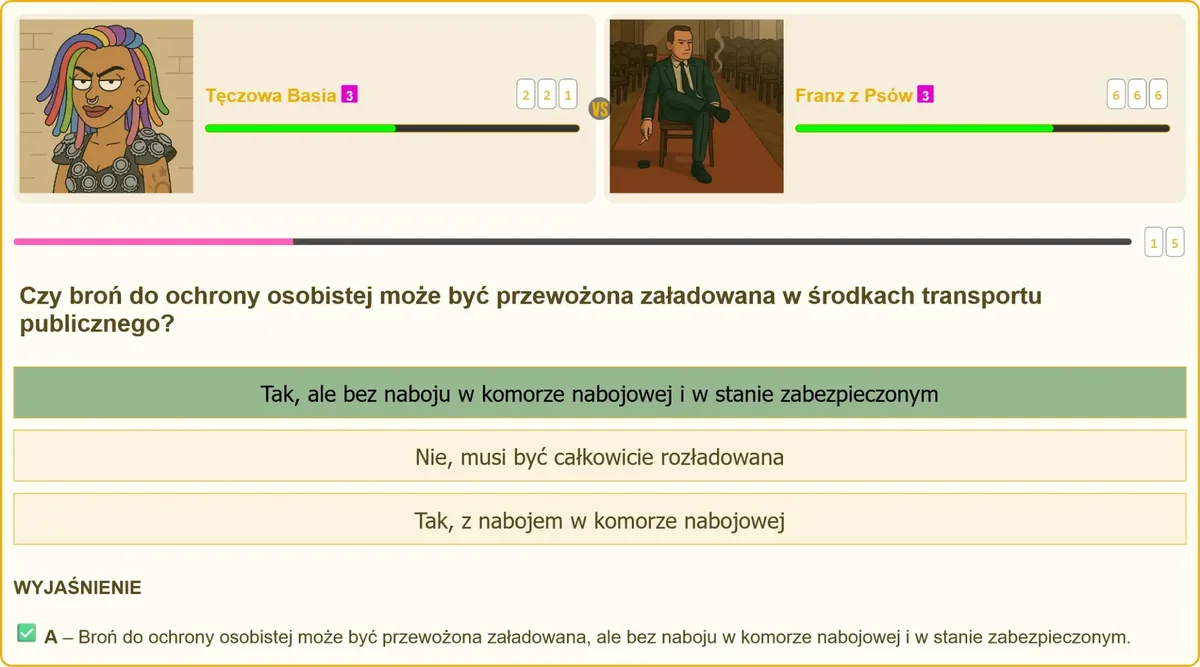 Przewóz załadowanej broni do ochrony osobistej w transporcie publicznym