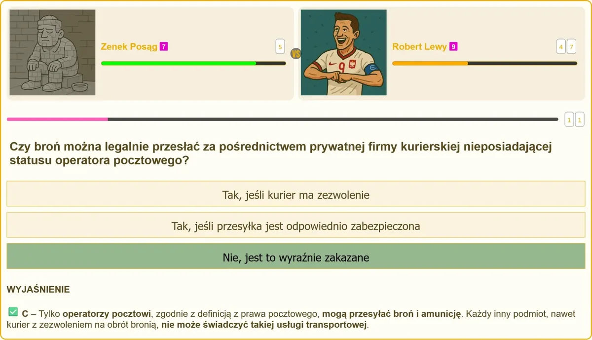 Przesyłanie broni wyłącznie przez operatora pocztowego