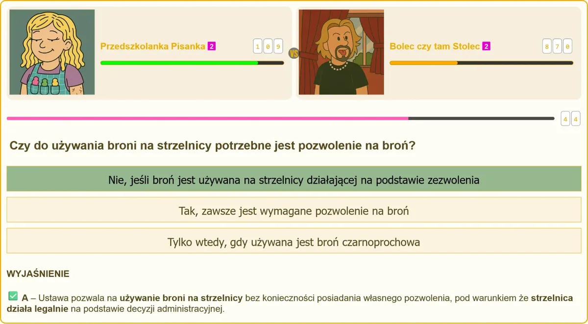 Trening strzelecki na strzelnicy działającej na podstawie zezwolenia
