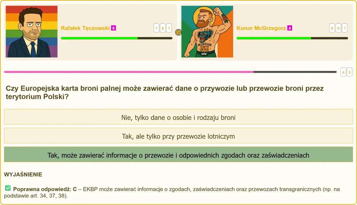 Europejska Karta Broni Palnej z wpisem o przewozie broni