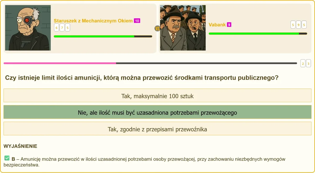 Przewożenie amunicji środkami transportu publicznego