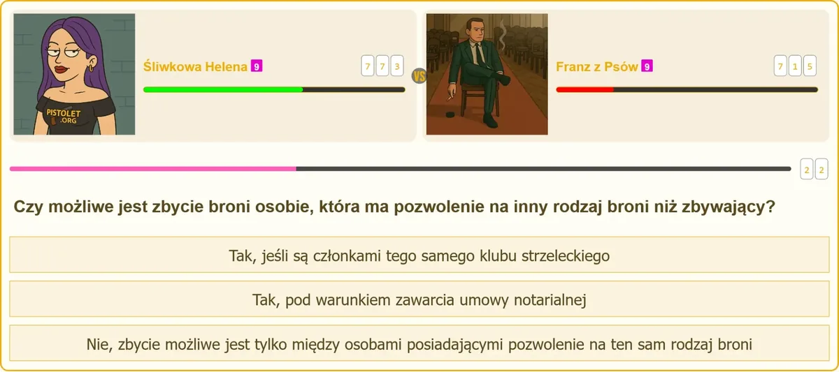 Zbycie broni między osobami posiadającymi różne rodzaje pozwoleń na broń