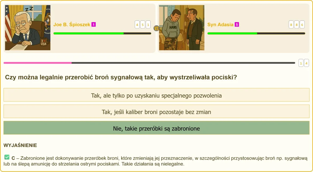 Przeróbka broni sygnałowej na broń zdolną do wystrzeliwania pocisków
