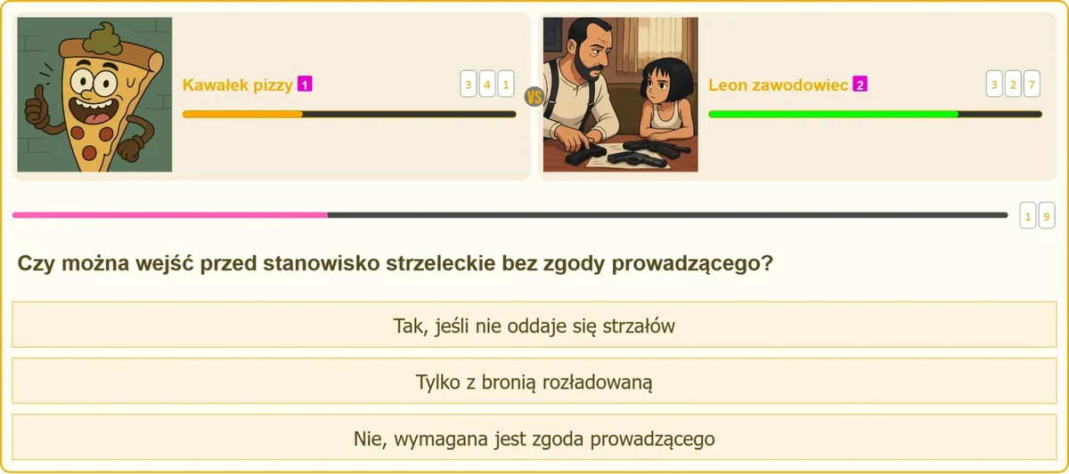 Stanowisko strzeleckie na strzelnicy z zaznaczoną linią bezpieczeństwa