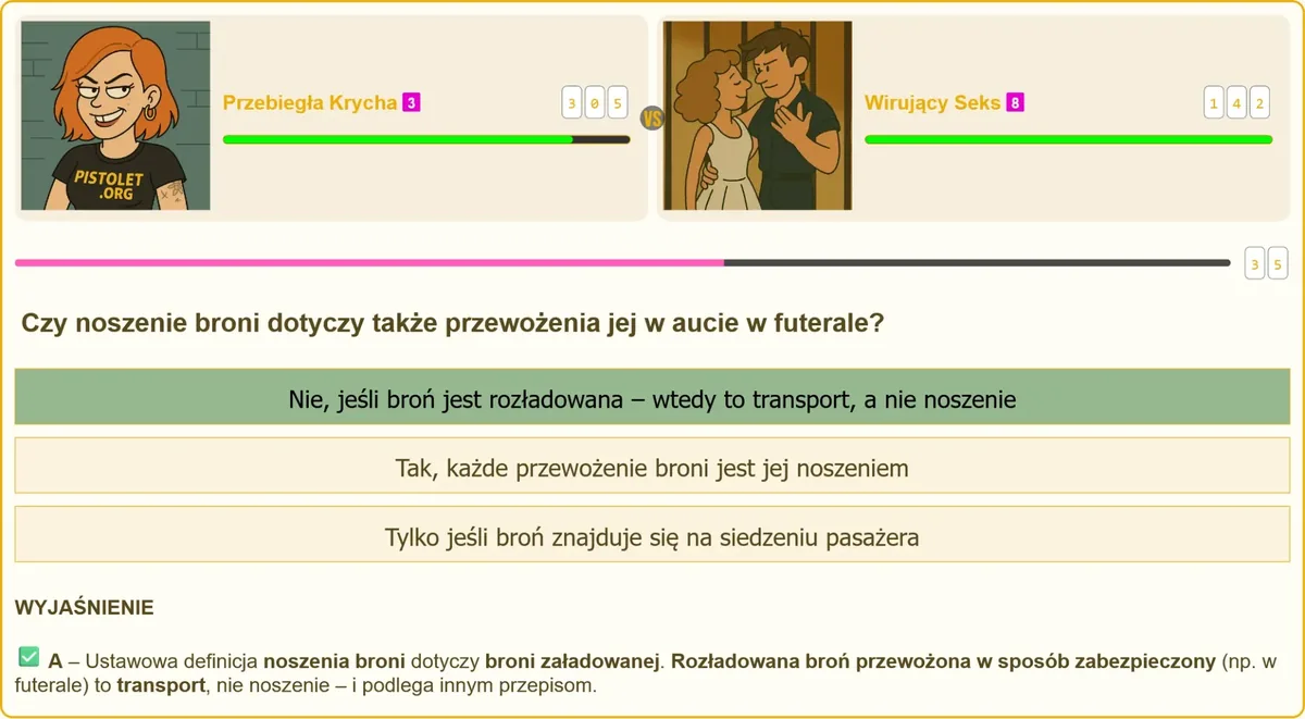 Transport broni rozładowanej w futerale w samochodzie
