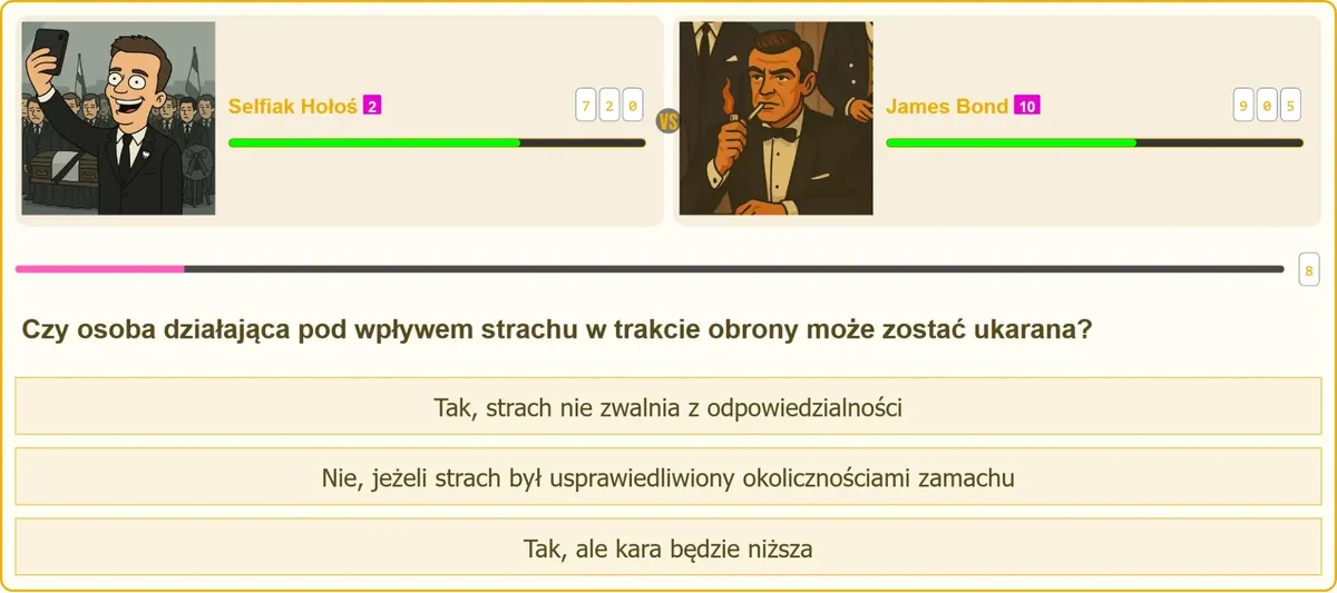 Analiza odpowiedzi testowej dotyczącej strachu w obronie koniecznej