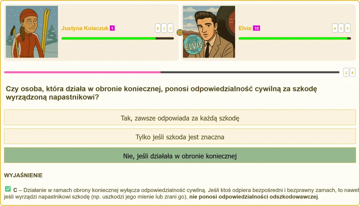 Obrona konieczna a odpowiedzialność cywilna na egzaminie
