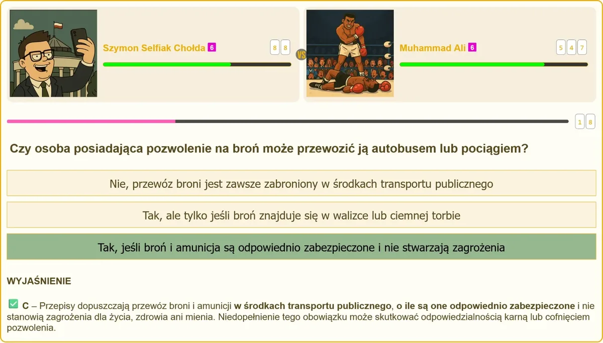 Legalny przewóz broni w pociągu i autobusie