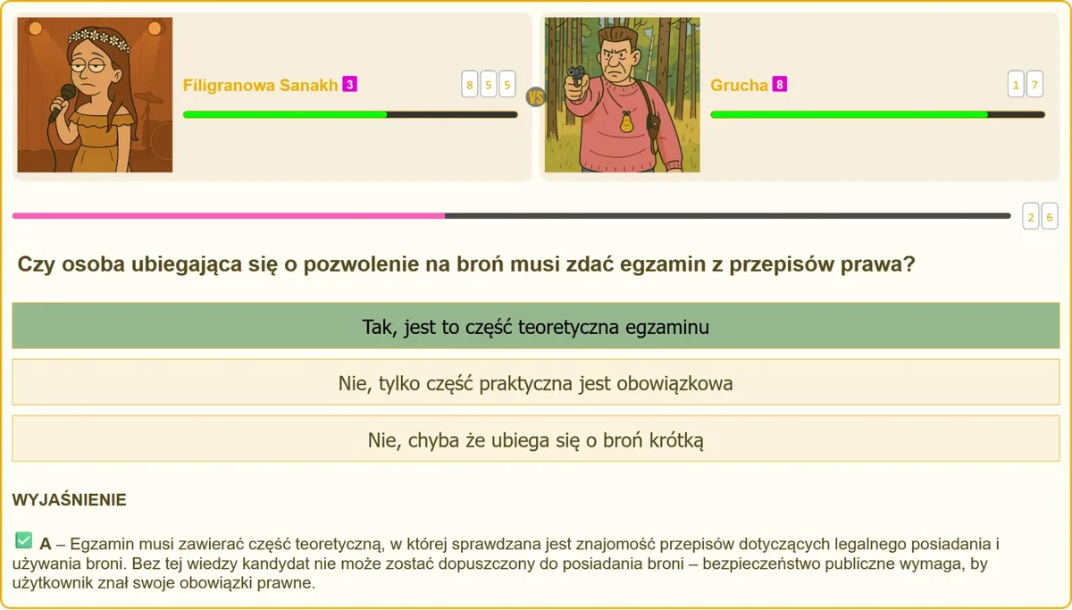 Egzamin teoretyczny z przepisów prawa przy ubieganiu się o pozwolenie na broń
