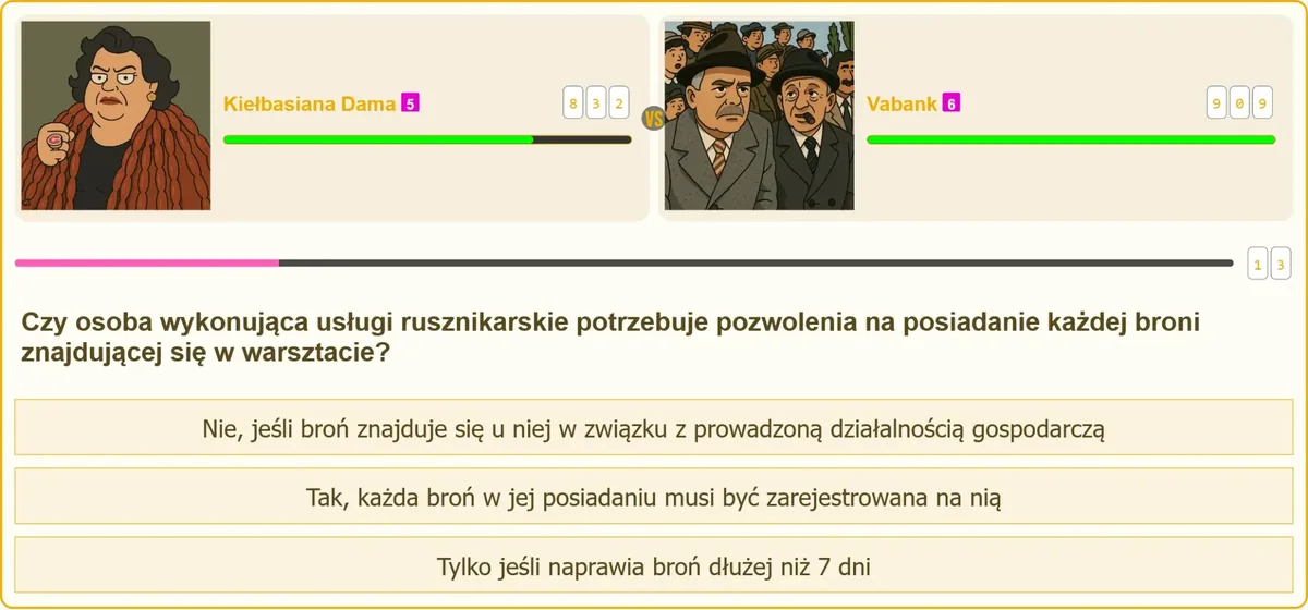 Rusznikarz naprawiający broń palną w warsztacie