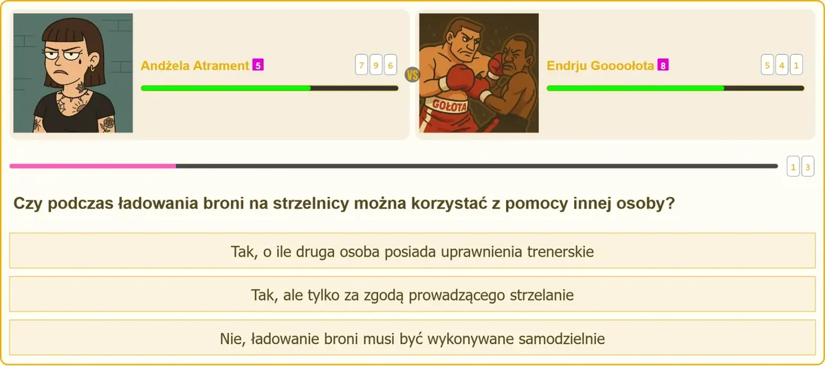 Samodzielne ładowanie broni przez strzelca na strzelnicy