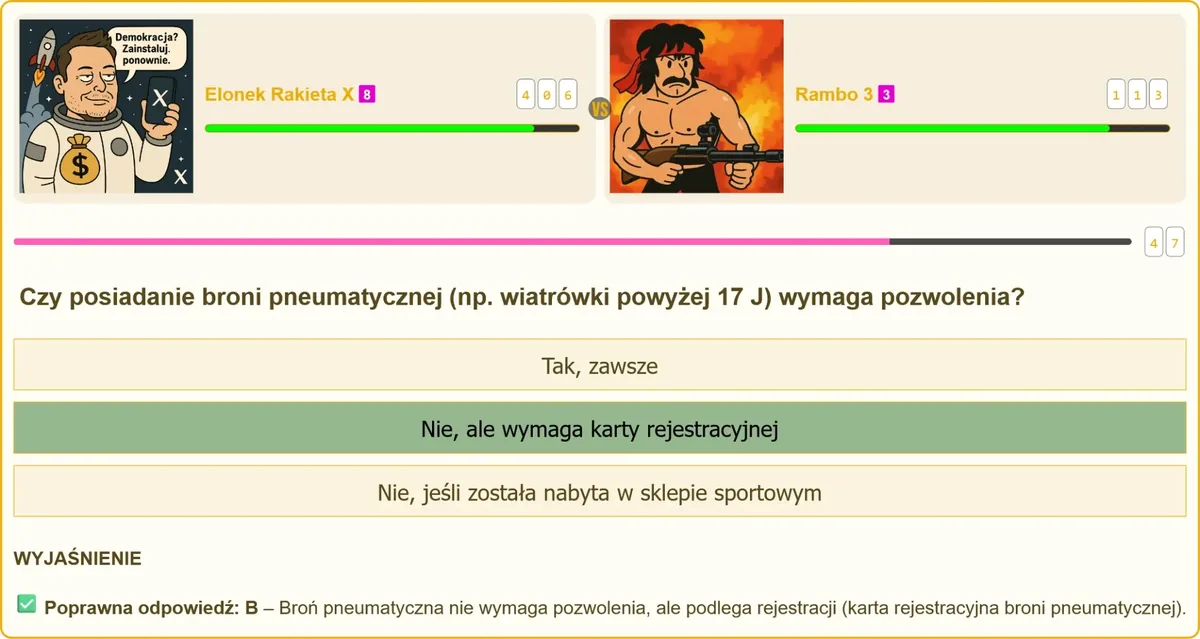 Broń pneumatyczna o energii powyżej 17 J podlegająca rejestracji