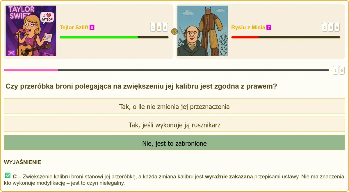 Zmiana kalibru broni w drodze przeróbki a przepisy ustawy