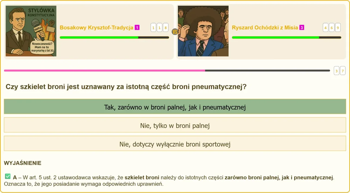 Szkielet broni jako istotna część konstrukcji broni palnej i pneumatycznej