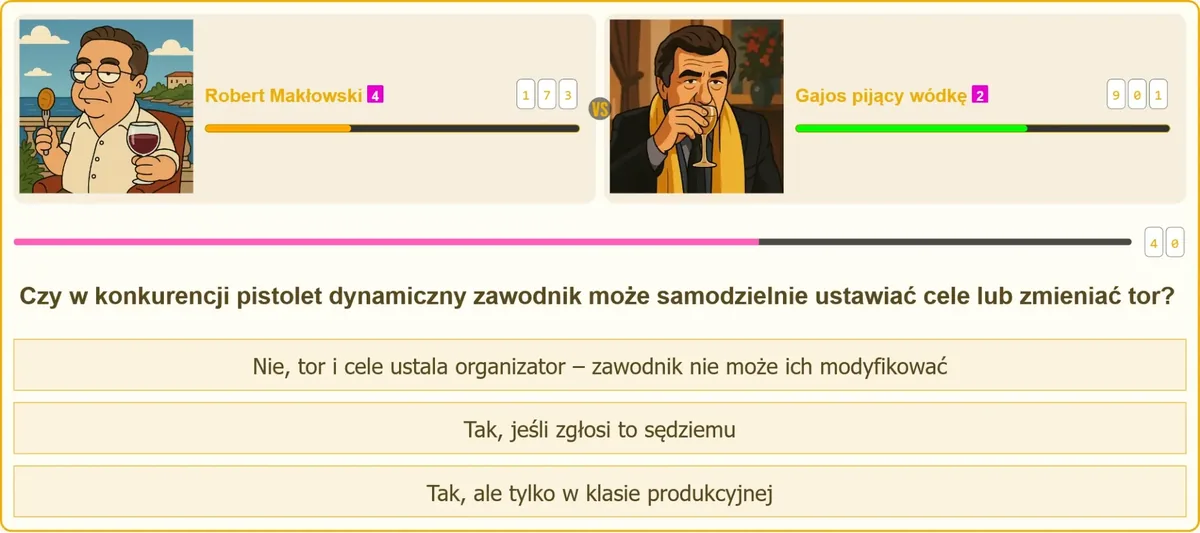 Tor przeszkód w strzelaniu dynamicznym ustalony przez organizatora