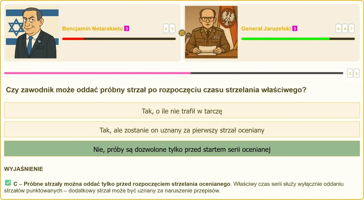 Tarcza strzelecka z widocznymi śladami po strzałach ocenianych