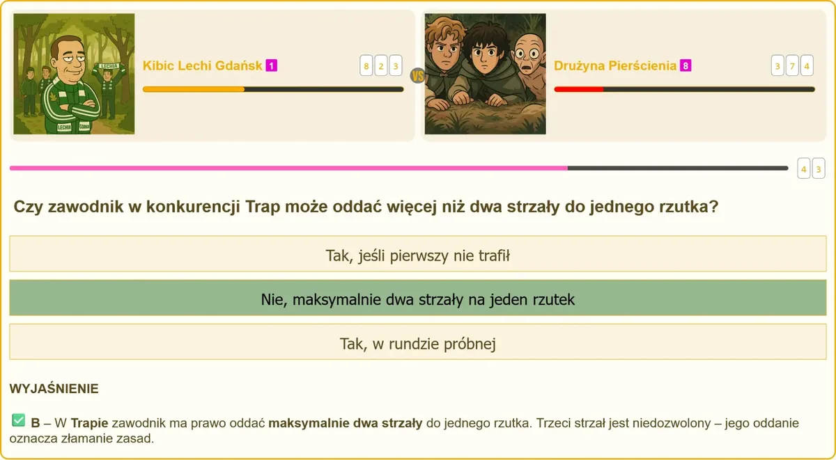 Zawodnik podczas strzelania do rzutka w konkurencji Trap