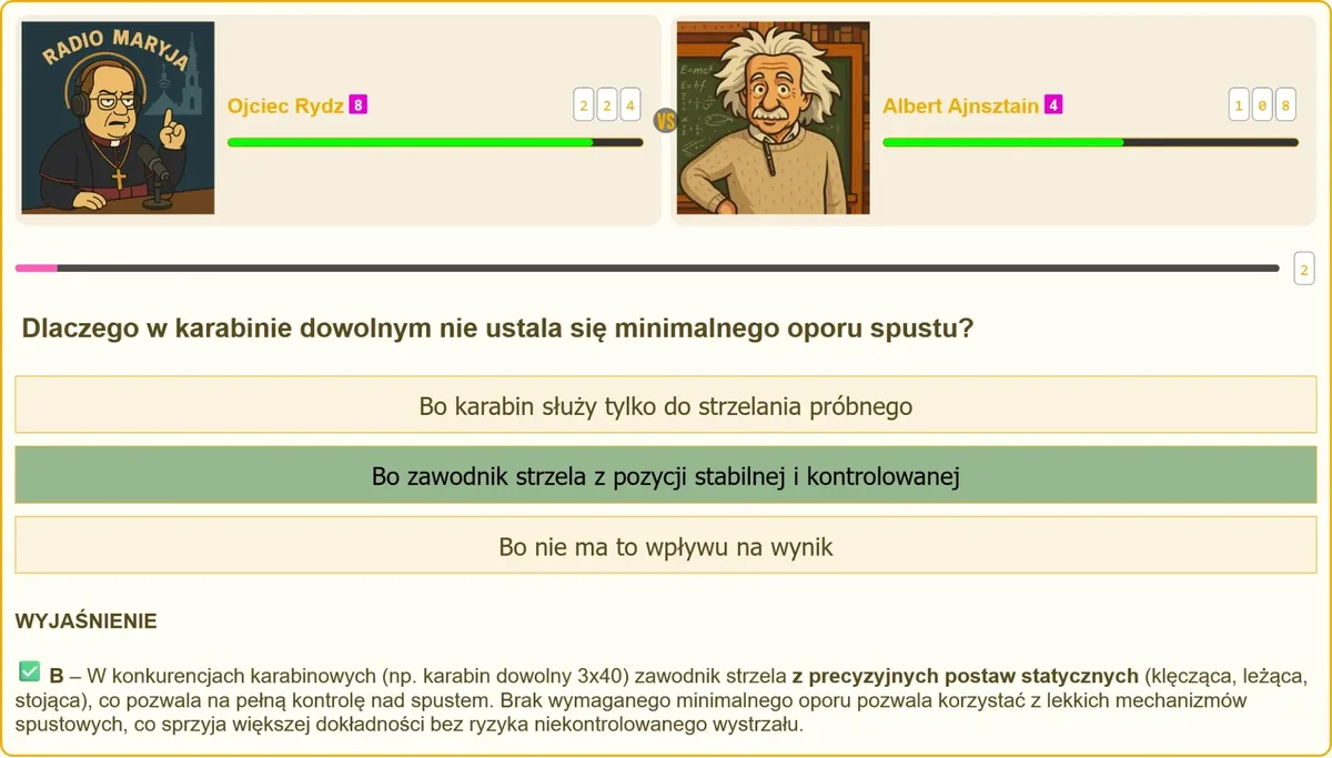 Minimalny opór spustu w karabinie dowolnym