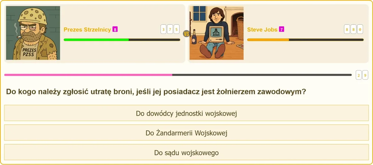 Zgłoszenie utraty broni przez żołnierza zawodowego do Żandarmerii Wojskowej