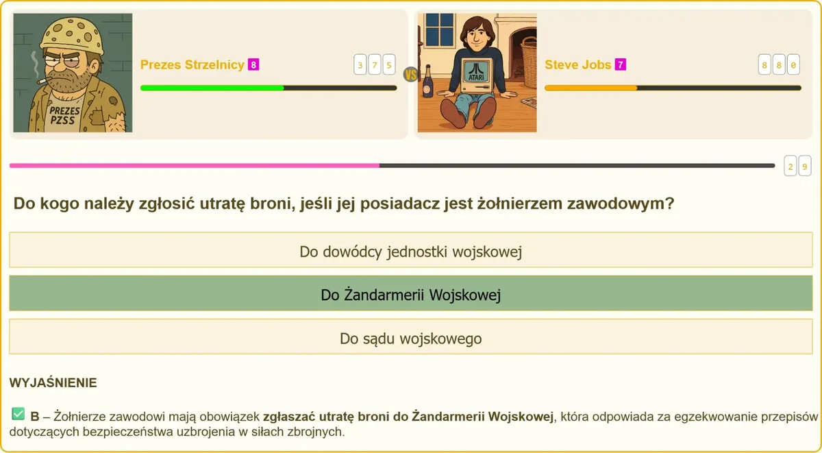 Zgłoszenie utraty broni przez żołnierza zawodowego