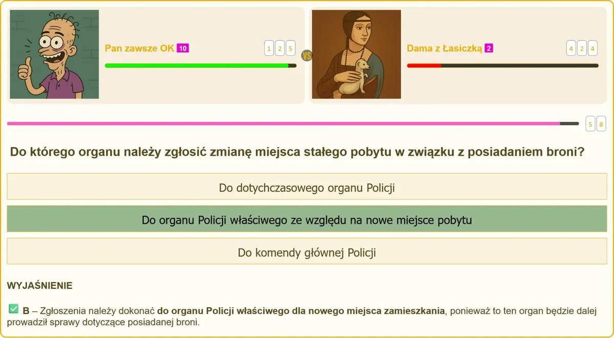 Zgłoszenie zmiany miejsca pobytu do organu Policji przy posiadaniu broni