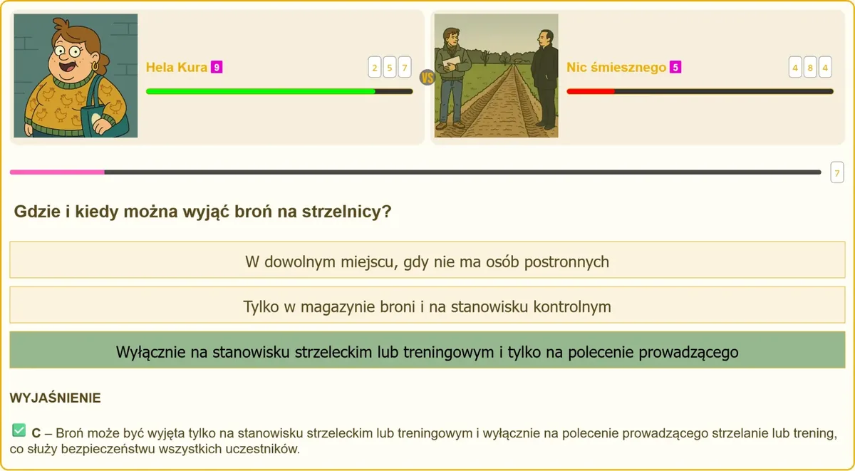 Wyjmowanie broni na stanowisku strzeleckim na polecenie prowadzącego