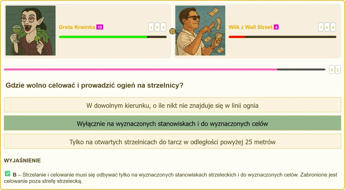 Stanowisko strzeleckie z wyznaczonym kierunkiem strzału