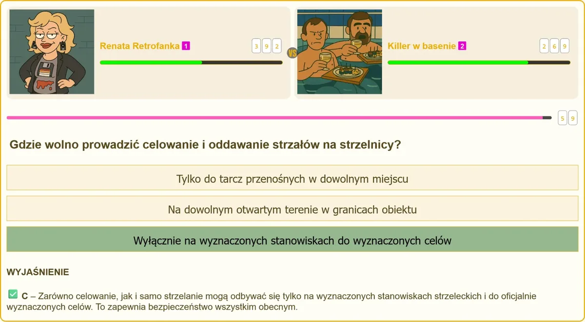 Wyznaczone stanowisko do celowania i oddawania strzałów