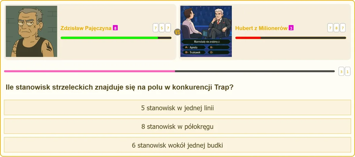 Stanowiska strzeleckie ustawione w linii w konkurencji trap