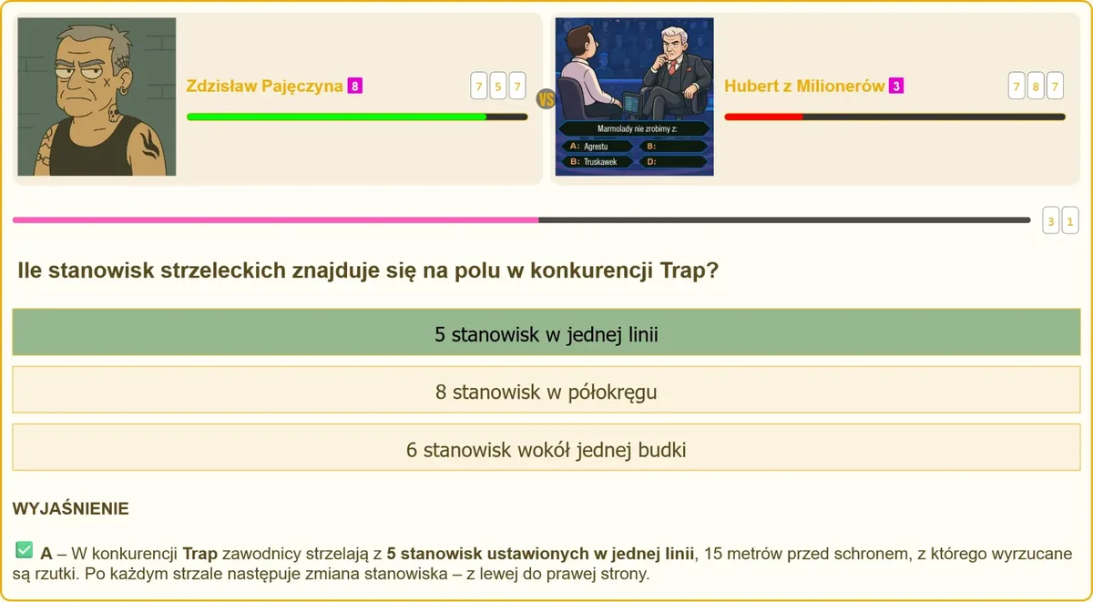 Stanowiska strzeleckie ustawione w linii w konkurencji trap