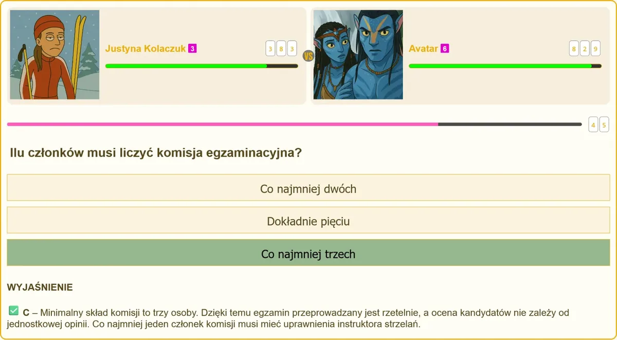 Komisja egzaminacyjna podczas egzaminu na patent strzelecki
