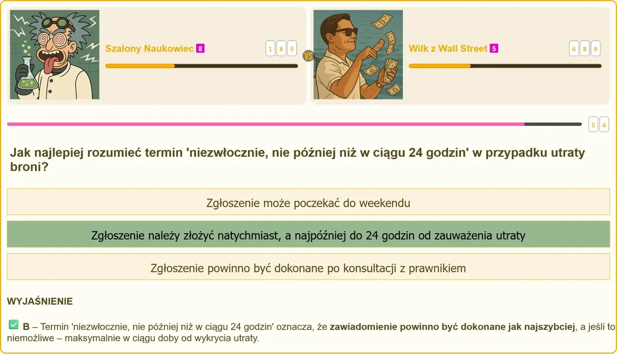 Obowiązek zgłoszenia utraty broni w ciągu 24 godzin