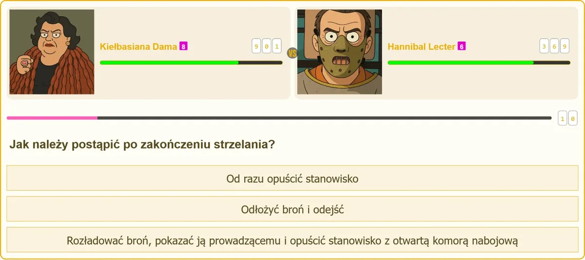 Rozładowana broń okazywana prowadzącemu strzelanie na strzelnicy