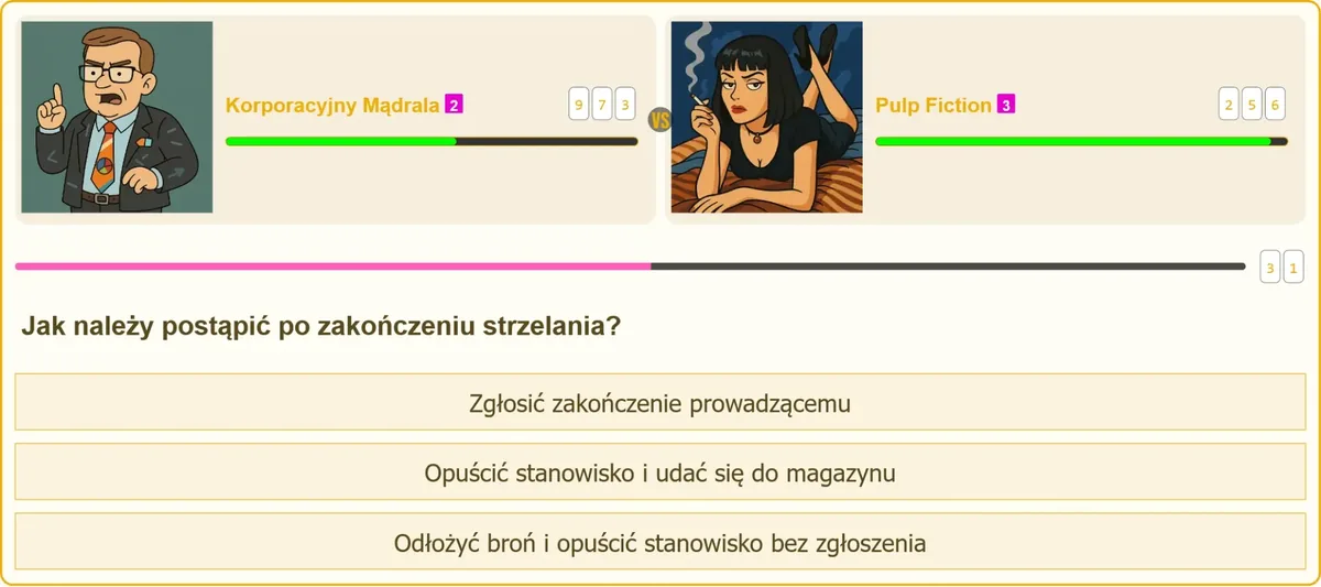 Strzelec zgłaszający prowadzącemu zakończenie strzelania na strzelnicy