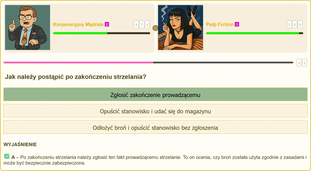Schemat postępowania po zakończeniu strzelania na strzelnicy