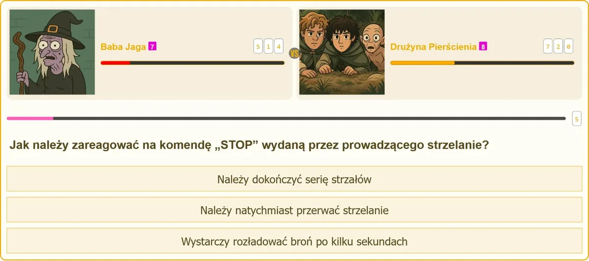 Strzelec odkładający broń po komendzie STOP