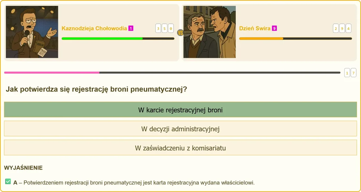 Dokumenty potwierdzające rejestrację broni pneumatycznej