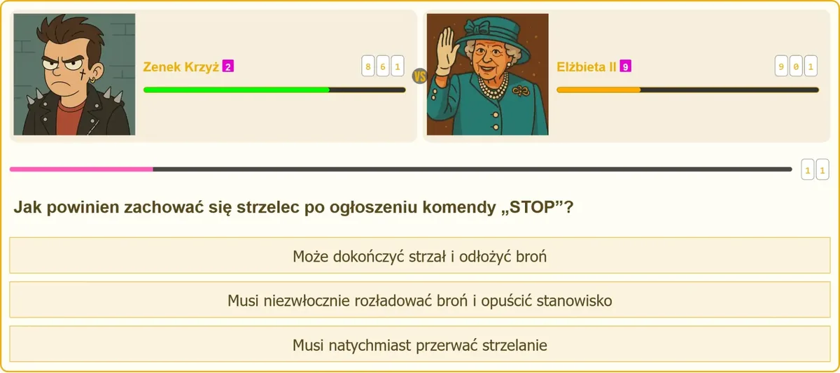 Egzamin na patent strzelecki – pytanie o komendę STOP na strzelnicy