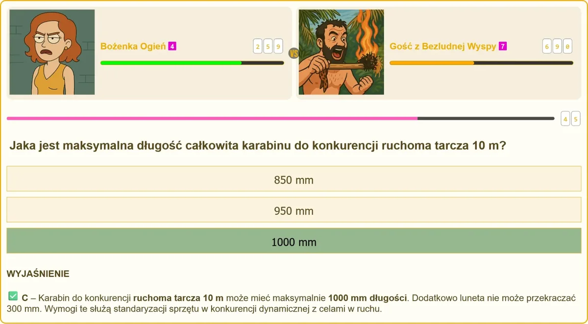 Zawodnik strzelający do ruchomej tarczy