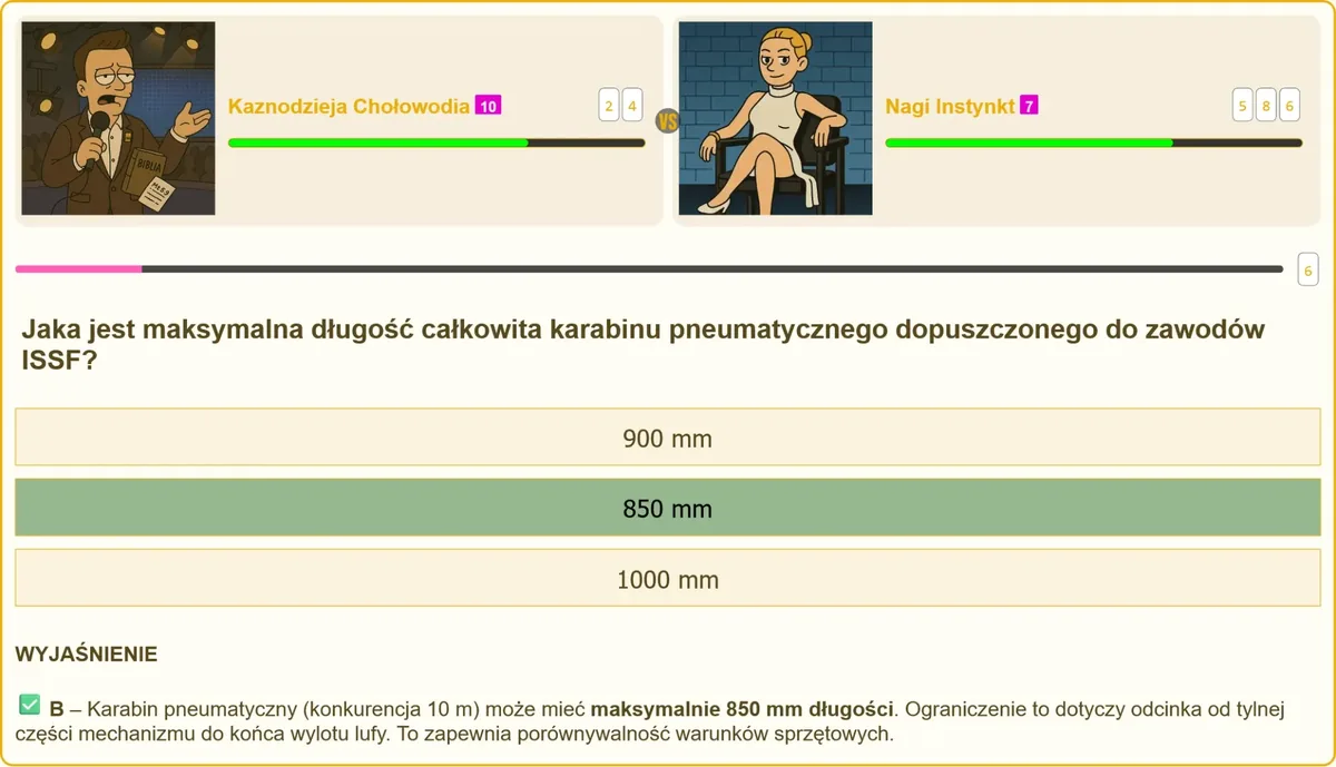 Zawodnik mierzący długość karabinu pneumatycznego