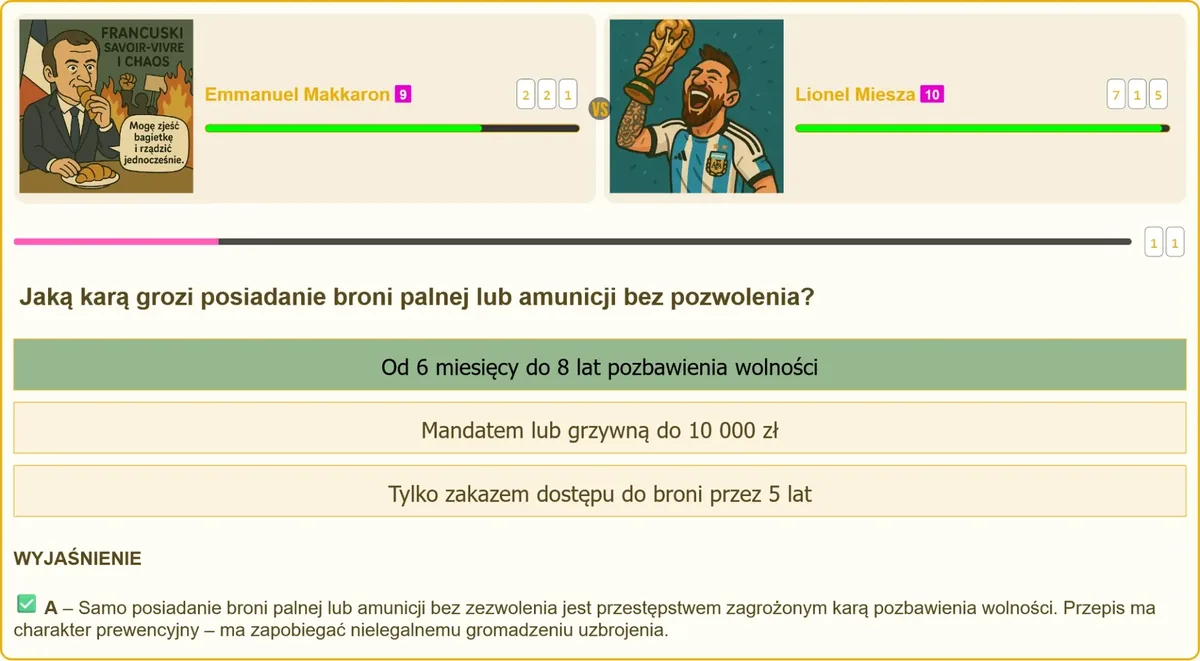 Sąd rozpatrujący sprawę o nielegalne posiadanie broni